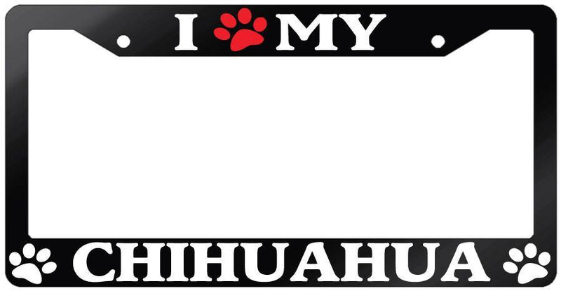Glossy Black License Plate Frame I (PAW) MY CHIHUAHUA Auto Accessory -329  Mod-GRAPH9856236-7087