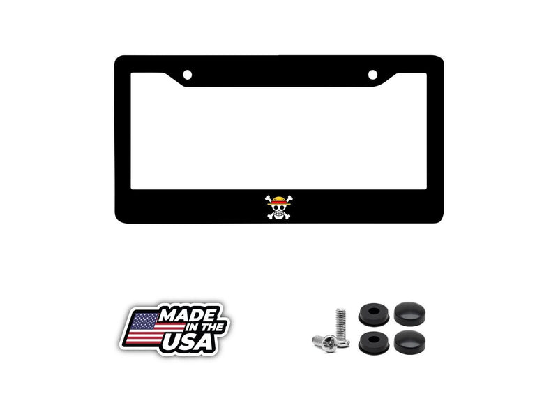 Straw Hat Pirates Logo One Piece Glossy Black License Plate Frame