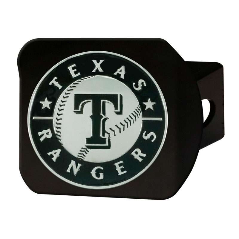 MLB Texas Rangers 3D Chrome on Black Metal Hitch Cover