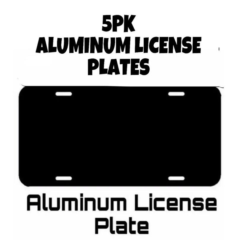 5PK ALUMINUM LICENSE PLATE Blank Gloss Black Metal Tag With Protective Sheet