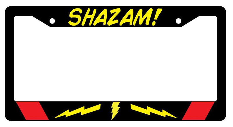 Shazam Black Plastic License Plate Frame Auto Accessory DC  Mod-GRAPH9856236-174