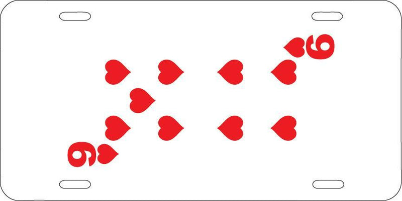 Nine Of Hearts White Vanity License Plate Mod-GRAPH9856236-7659