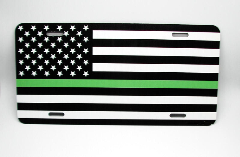 THIN GREEN LINE METAL CAR LICENSE PLATE AMERICAN TACTICAL FLAG LICENSE PLATE