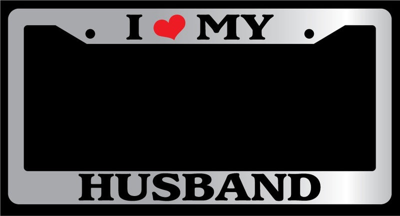 Chrome License Plate Frame "I Heart My Husband" Auto Accessory Novelty  Mod-GRAPH9856236-5608