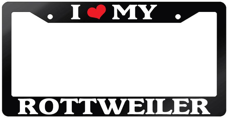 Glossy Black License Plate Frame I HEART MY ROTTWEILER Auto Accessory 549  Mod-GRAPH9856236-7534