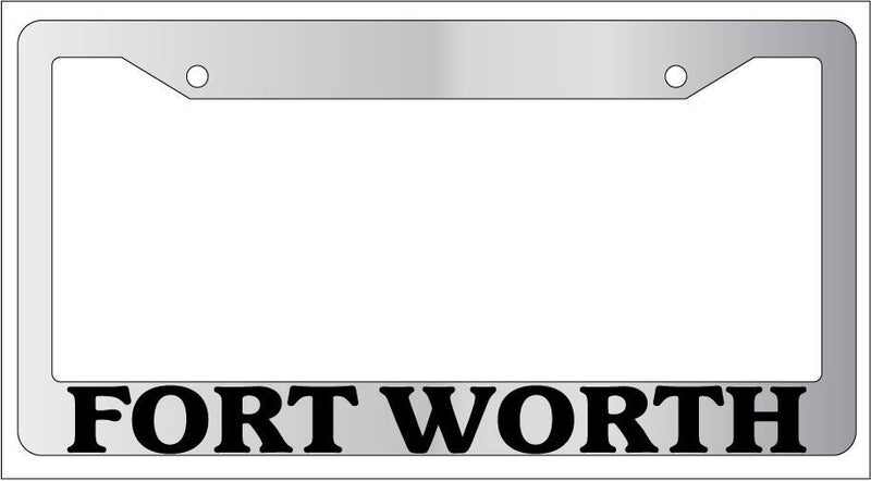 Chrome License Plate Frame New City State Fort Worth Auto Accessory 1259  Mod-GRAPH9856236-6327