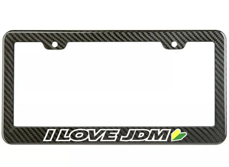 I LOVE JDM CARBON FIBER LOOK LICENSE PLATE FRAME