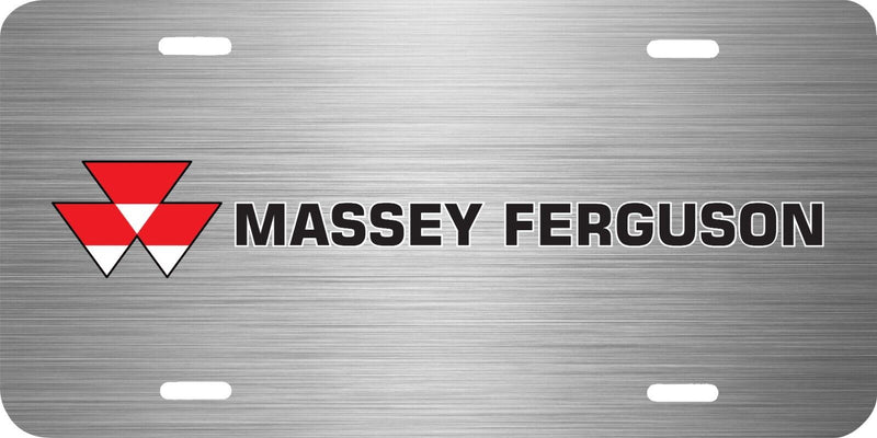 MASSEY FERGUSON TRACTOR LOGO GRAY BRUSHED STEEL LOOK LICENSE PLATE CAR FRONT TAG