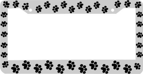WHITE FRAME PAW PRINTS DOG CAT CRITTER PET License Plate Frame