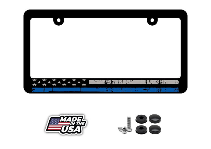 Support Police USA American Flag Blue Color Line Car Truck License Plate Frame