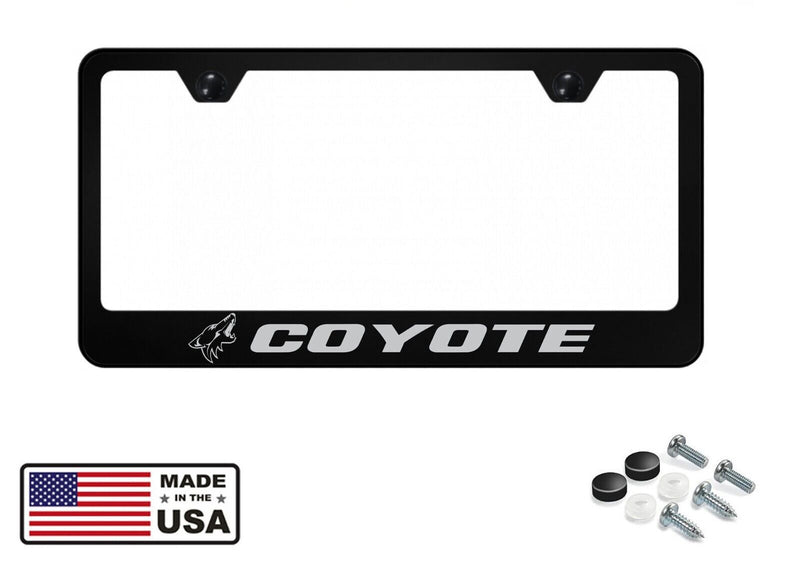 Ford Mustang GT Coyote Laser Etched Black Stainless License Plate Frame