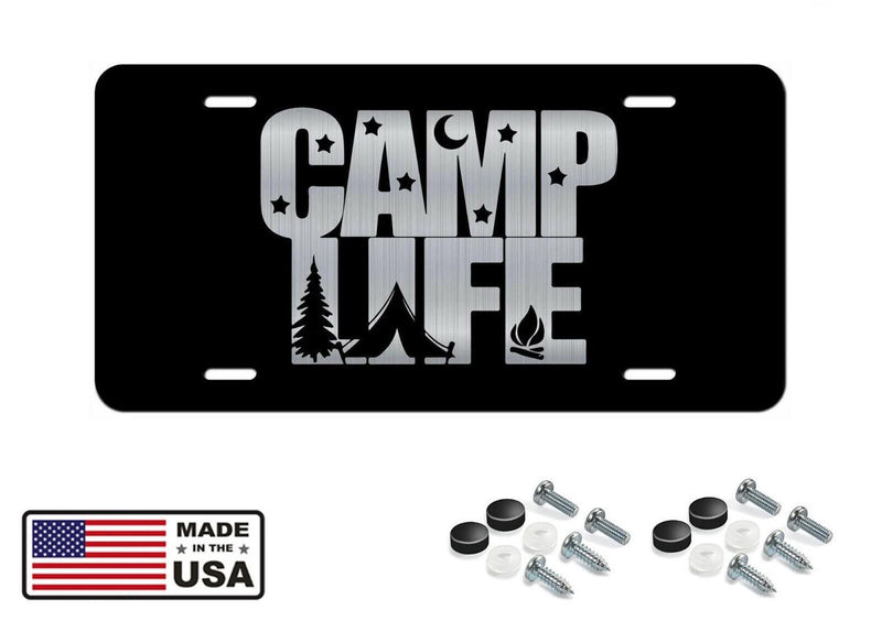 Camp Life Vanity Novelty License Plate Tag Metal Car Truck 6-Inches by 12-Inches
