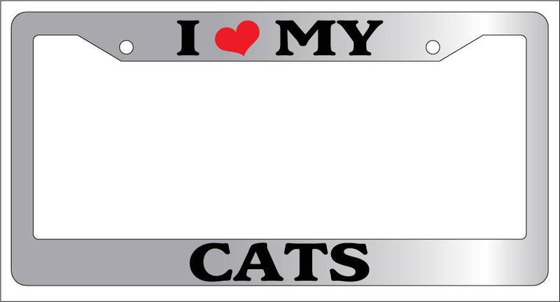 Chrome METAL License Plate Frame I HEART MY CATS Auto Accessory -326  Mod-GRAPH9856236-9567