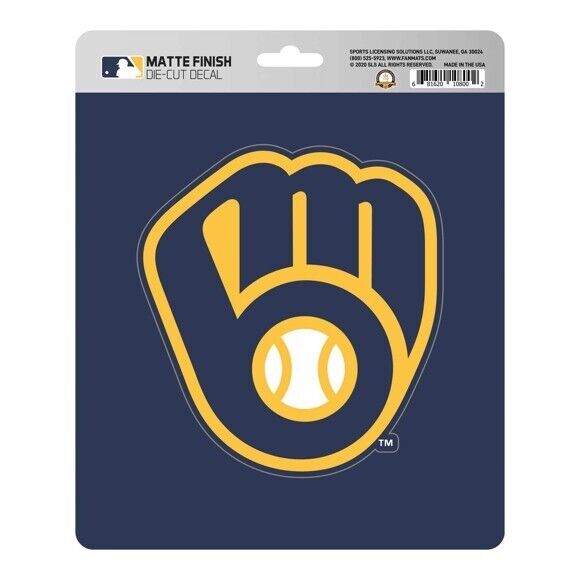 MLB Milwaukee Brewers Decal Matte 5"X6.25" Auto Boat Cooler Luggage