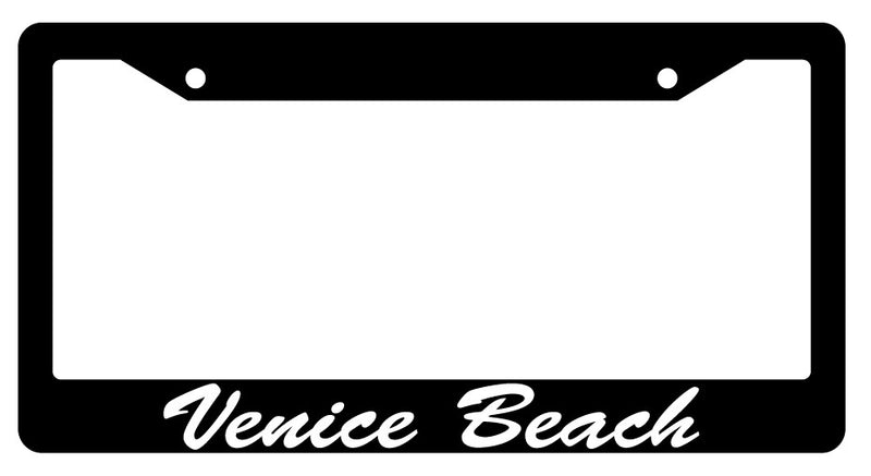 Venice Beach (Cursive) Black Plastic License Plate Frame Auto Accessory  Mod-GRAPH9856236-2955