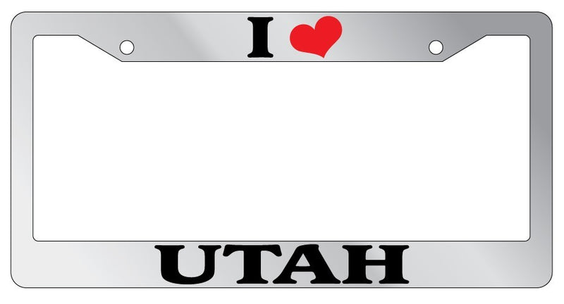 Chrome METAL License Plate Frame I HEART UTAH Auto Accessory  Mod-GRAPH9856236-8236