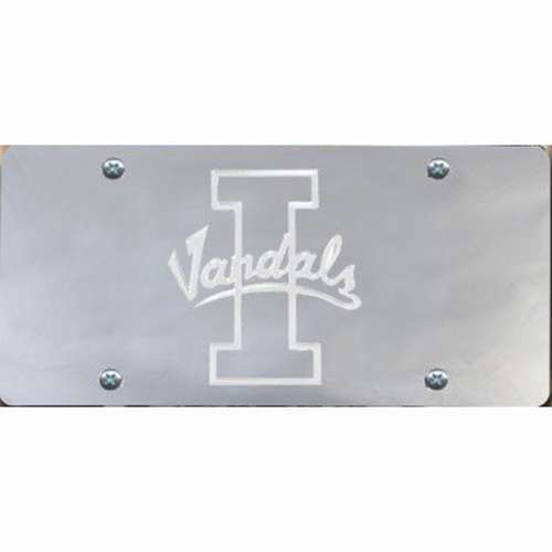 NCAA Idaho Vandals Inlaid Acrylic License Plate - Silver Mirror Background