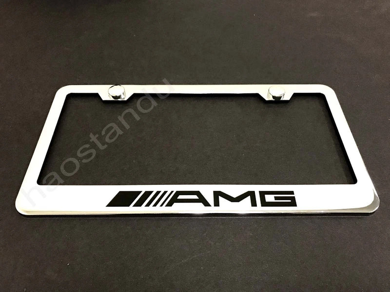 1x AMG STAINLESS STEEL LICENSE PLATE FRAME + Screw Caps 2014-2018