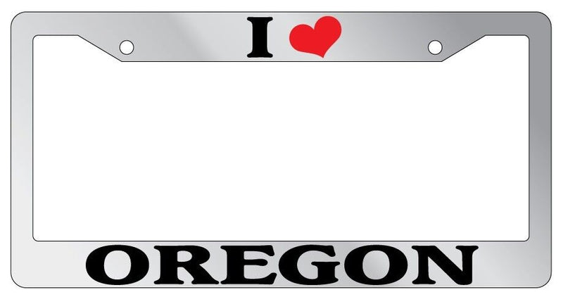 Chrome METAL License Plate Frame I HEART OREGON Auto Accessory 2468  Mod-GRAPH9856236-8219