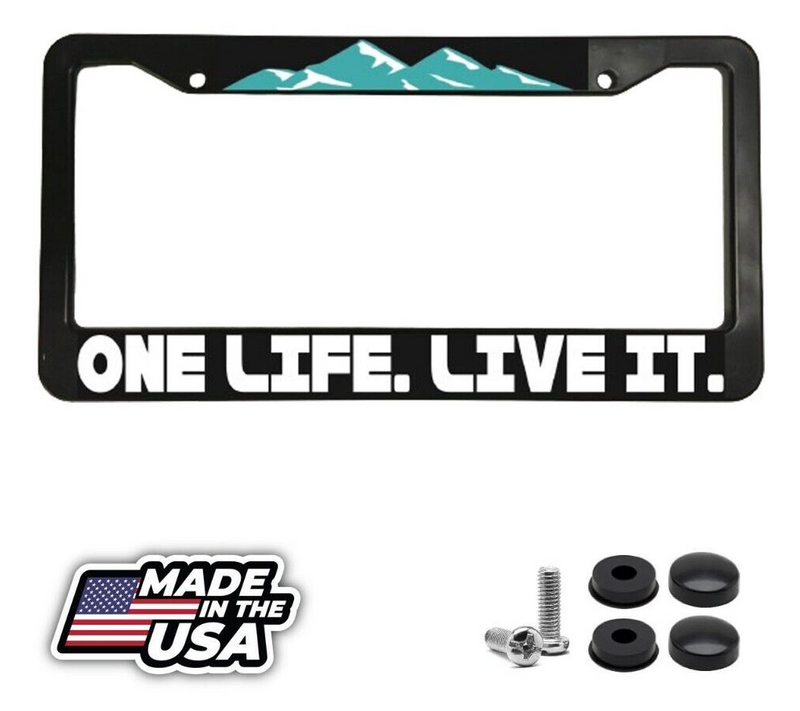 One Life Live It Travel Adventure Joy Camping Trip USA Car License Plate Frame