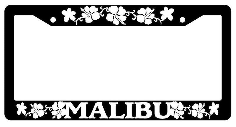 Black License Plate Frame MALIBU HIBISCUS Auto Accessory  Mod-GRAPH9856236-84