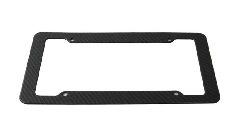 Black Car Carbon Fiber License Plate Frame Cover Front / Rear Universal USA Size