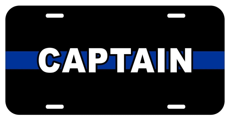 Police Badge CAPTAIN Personalized Blue Line License Plate Tag METAL car