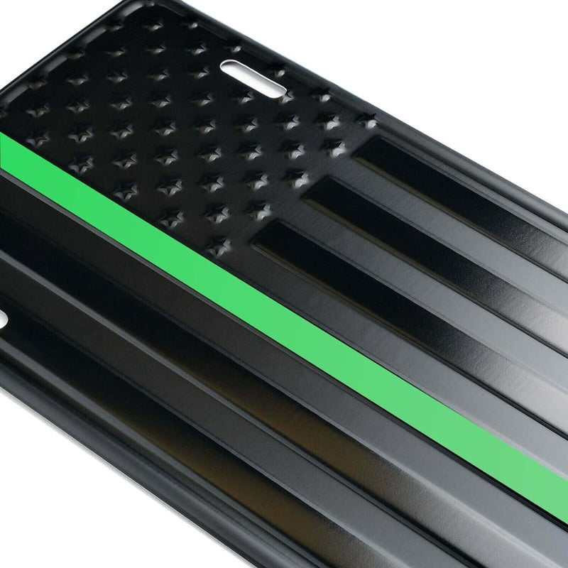 THIN GREEN LINE METAL CAR LICENSE PLATE AMERICAN FLAG FEDERAL AGENTS