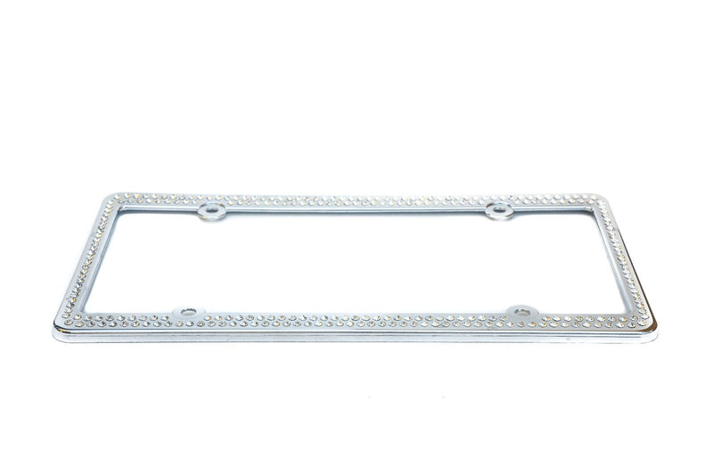 Swarovski Clear Crystal Bling license plate frame Inlay With Matching Screw Caps
