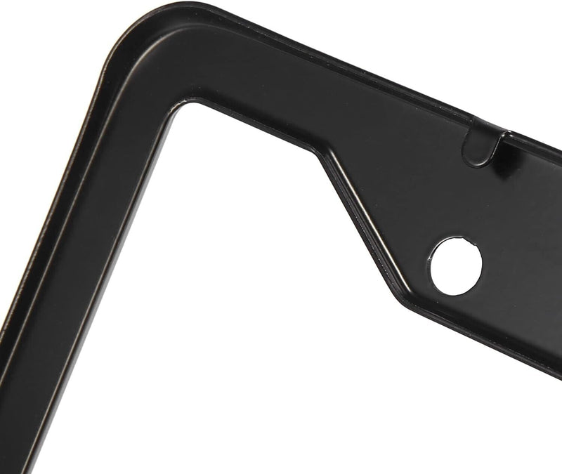 4 Holes Heavy Duty Matte Black Stainless Steel License Plate Frame + Hardware