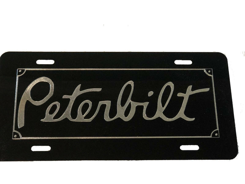 PETERBILT OLD LOGO Car Tag Diamond Etched on Aluminum License Plate