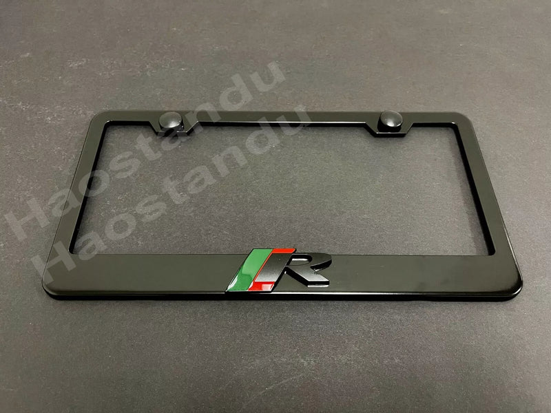 R-Sport Logo 3D Emblem Black Stainless License Plate Frame 1x , Black, R-SPORT, RUST FREE, 1 Year Manufacturer Warranty, Sports