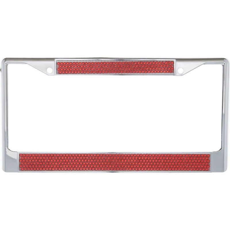 Premium Chrome Red Bling Crystal Diamond License Plate Frame for Car-Truck