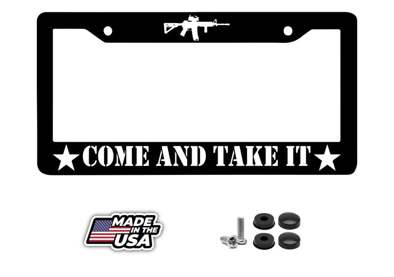 Come and Take it Black License Plate Car Frame 2nd Amendment