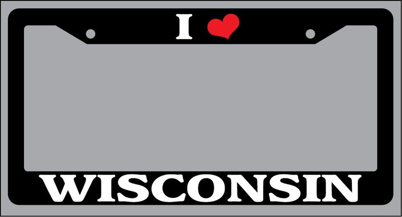 Black License Plate Frame "I Heart Wisconsin" Auto Accessory Novelty  Mod-GRAPH9856236-865