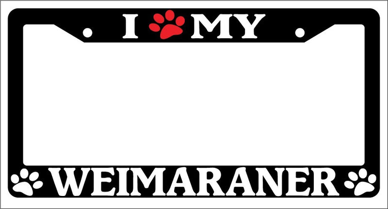 Black License Plate Frame I Heart My Weimaraner (Paw) Auto Accessory 600  Mod-GRAPH9856236-1182