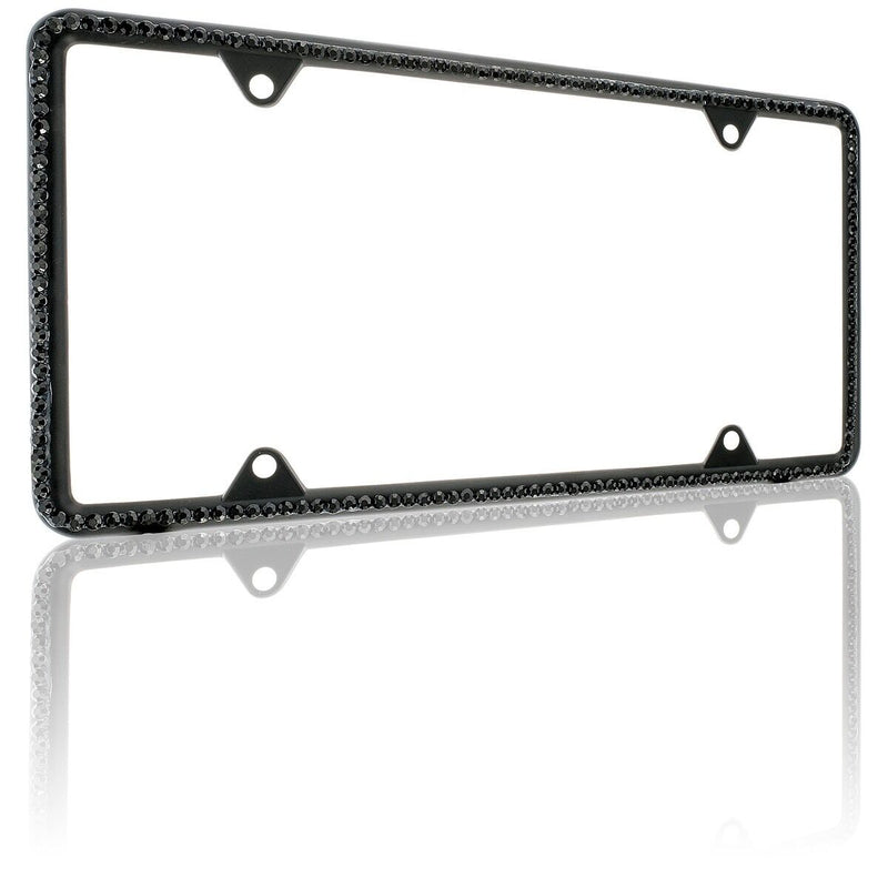 All Black Diamond Bling Glitter Crystal RhineStone License Plate Frame Car Thin