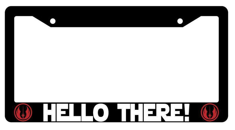 Hello There! Black Plastic License Plate Frame SW  Mod-GRAPH9856236-2030