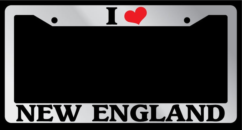 Chrome License Plate Frame "I Heart New England" Auto Accessory Novelty 2400  Mod-GRAPH9856236-6183