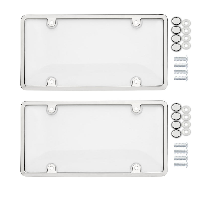 2x Clear Tag License Plate Shield Cover and Frame Truck Car