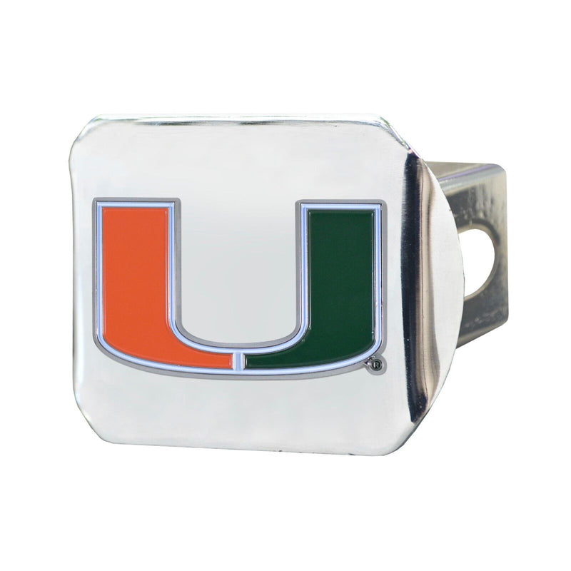 NCAA Miami Hurricanes 3D Color on Chrome Metal Hitch Cover