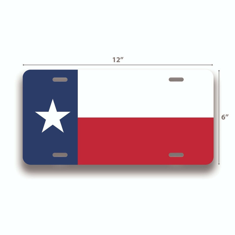 Texas State Flag License Plate Tag Vanity Front Aluminum 6 Inches By 12 Inches