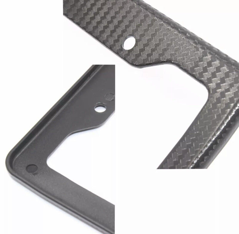 Set of 2pcs JDM Black Carbon Look License Plate Frame Cover Front & Rear US Size