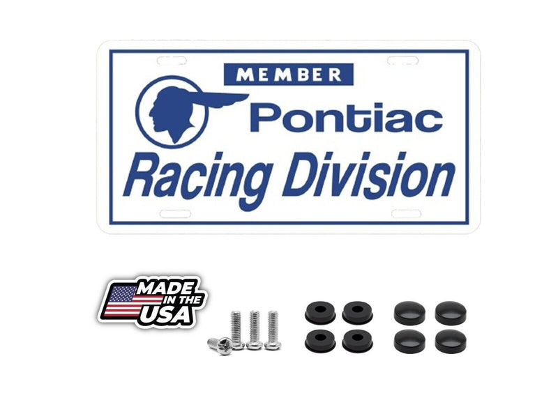 Member Pontiac Racing Division Booster License Plate White / Blue