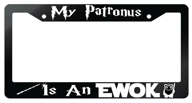 My Patronus Is An Ewok Glossy Black Plastic License Plate Frame For Harry Potter  Mod-GRAPH9856236-7115