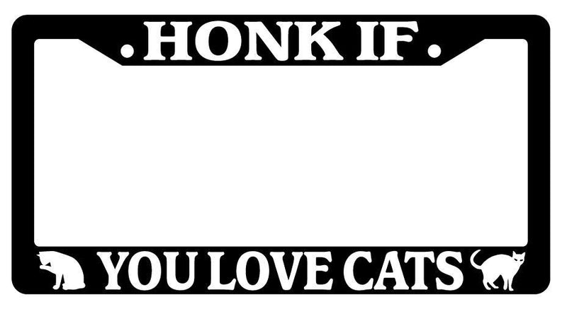 Black License Plate Frame HONK IF YOU LOVE CATS (LOGOS) Auto Accessory  Mod-GRAPH9856236-2693