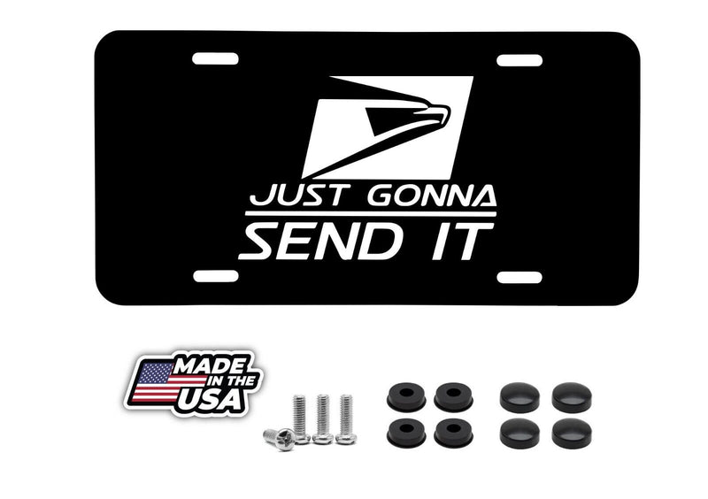 USPS Mail Carrier Just Gonna Send It Laser Engraved License Plate Metal Car Tag