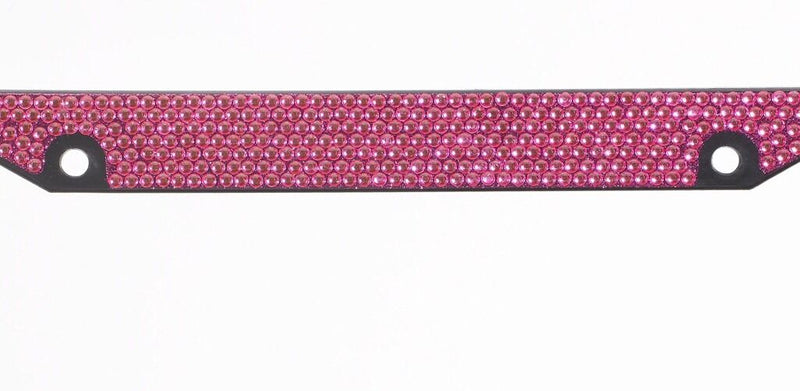 Hot Pink Crystal Rhinestones On Black License Plate Frame 7 rows Special Bling