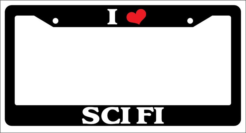 Black License Plate Frame "I Heart Sci Fi" Auto Accessory Novelty  Mod-GRAPH9856236-2894