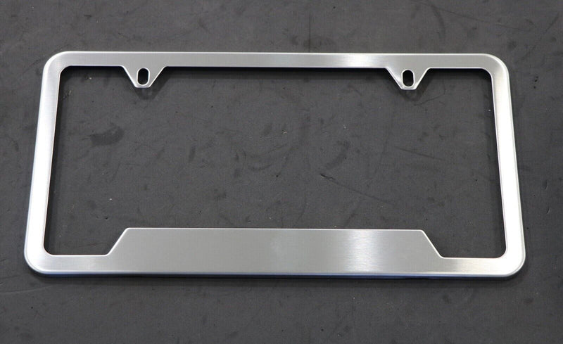 Brushed Stainless Steel 2-Hole License Plate Thick Frame Including Hardware
